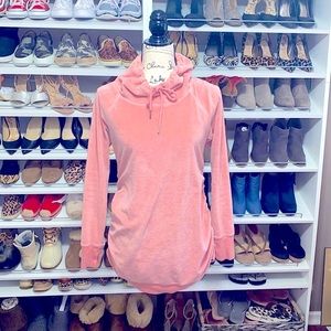 Adorable blush cowl neck maternity sweatshirt